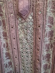 Pure Chikankari Kurta With Pearl Embroidery