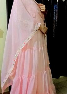 Pink gown  & Dupatta