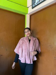 Pink Cozy Plush Poncho