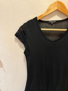 Elegant Black Imported Mesh Top