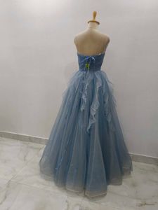 Elegant Blue Ruffled Gown
