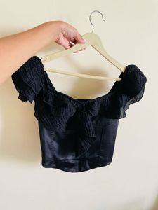 Black Ruffle Corset Top