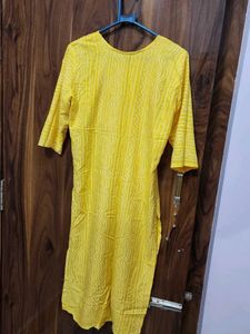 Yellow Cotton Bandhani Kurta