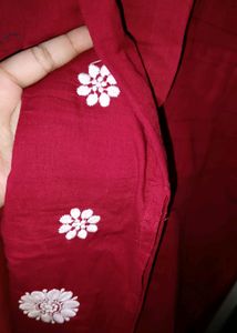 Maroon Chikankari Kurta +Freebie😍❤