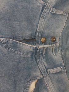 Distressed Denim Jeans with Cutout Detail
