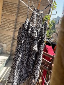 Sexy Grey Leopard Print Dress
