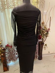 Black Mesh Midi Dress