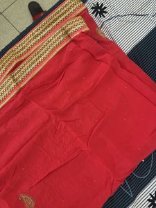 Red Embellished Saree