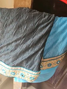 Elegant Blue & Navy Saree