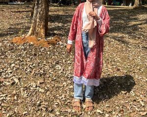 Boho Chic Red Floral Kimono