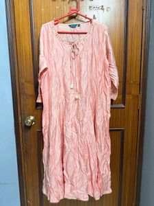 Peach Embroidered Kurta | freebie