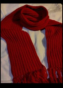 Red Mikasa Knitted Winter Scarf