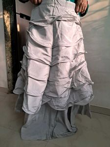 Elegant Silver Ruffle Gown