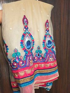 Readymade Peacock Net Embroidered saree