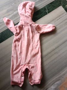 Cute Pink Baby Romper with Hood