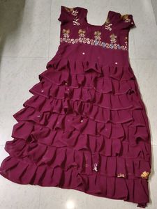 Elegant Maroon Ruffled Dress