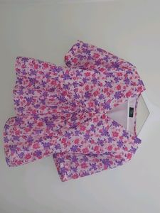 Pink Floural Peplum Top