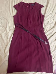 Burgundy V-Neck Dress