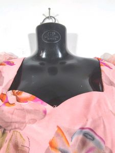 Pink Floral Print Blouse And Skirt (Women&#39;s)