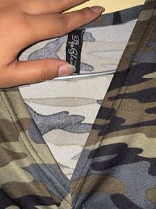 Women Camouflage Knitted Slim Fit T-shirt