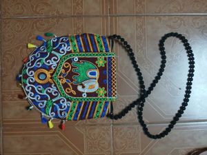 Embroidered Elephant Sling Bag
