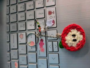 apple crochet keychain with charms&lt;3