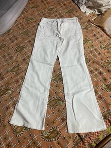 White Low Waist Bootcut Jeans