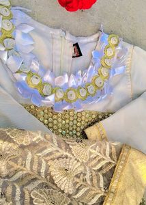 Embroidered Anarkali Dress With Golden Design