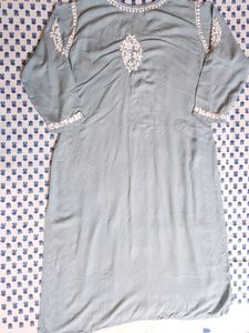 Beautiful Cotton Chicken Grey Kurti