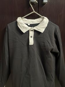 Grey Full Sleves Collor Top