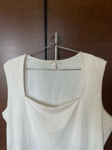 White Square Neck Top