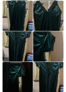 Green And Orange Hot Sexy Robe Set Eith Panties