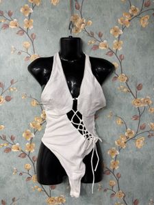White Sexy Halter Bodysuit