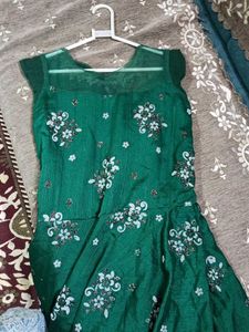 Embroidered Green long frock