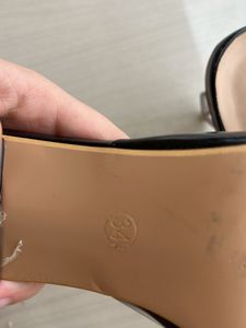 Black Lucite Mule Heels