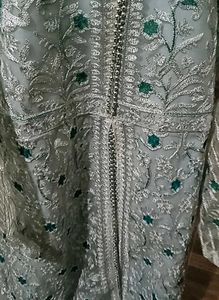 Exquisite Silver &amp; Teal Pakistani Wedding Outfit