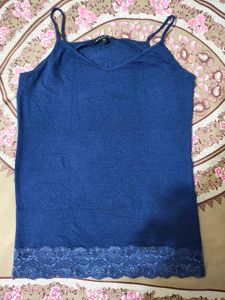Blue Lace Trim Cami Top