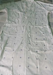 Men's White Patterned Kurta