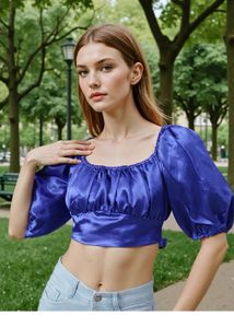 elegent square neck puff sleves top