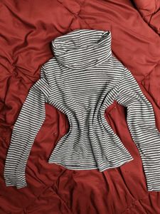 Striped Funnel Neck Top
