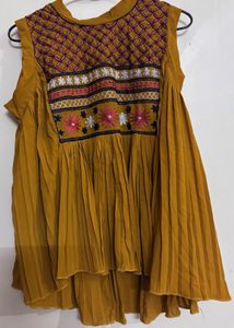 Boho Embroidered Cold Shoulder Top