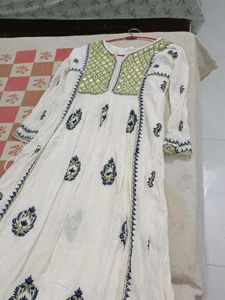 Lucknowi Embroidery Frock Kurta With Dupatta