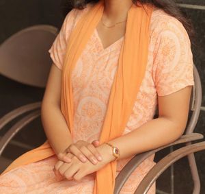 orange kurti set