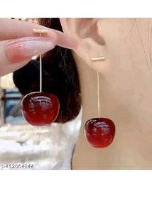 Cherry Red 🍒 Edgy Beach Hanging Earrings
