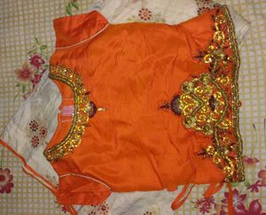 Orange Embroidered crop top