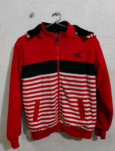 Hollister Red Striped Zip-Up Jacket