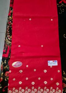 Red Embroidered Salwar Suit Material