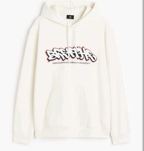 H&M White Graphic Hoodie