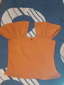 Orange Bell Sleeve Blouse