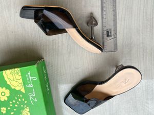 Black Lucite Mule Heels